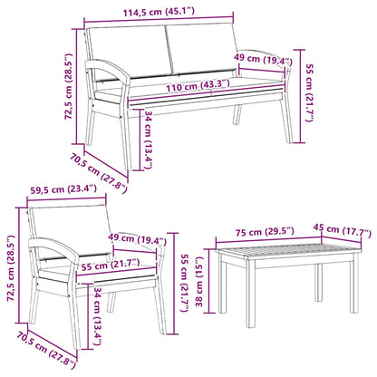 Bistrogarnitur 4 pcs Braun 75 x 45 x 38cm Massivholz Akazie