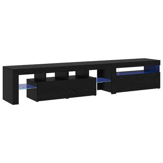 TV-Schränke 2 Stk. mit LED-Leuchten Schwarz Eiche Holzwerkstoff