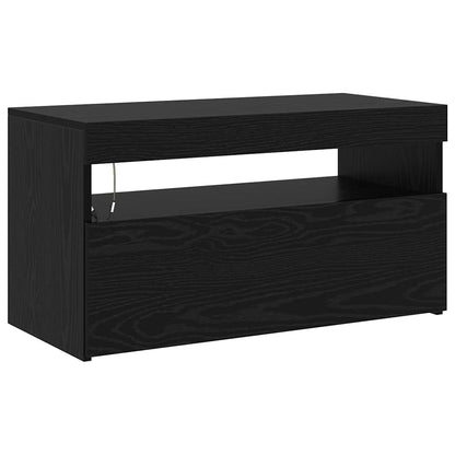 TV-Schränke 2 Stk. mit LED-Leuchten Schwarz Eiche Holzwerkstoff