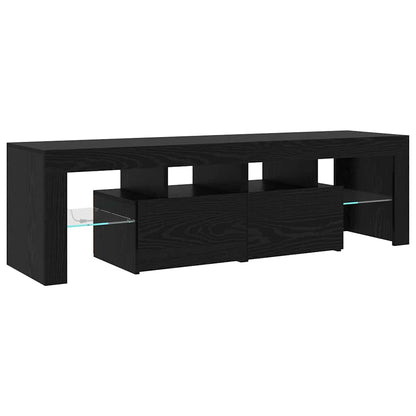 TV-Schränke 2 Stk. mit LED-Leuchten Schwarz Eiche Holzwerkstoff