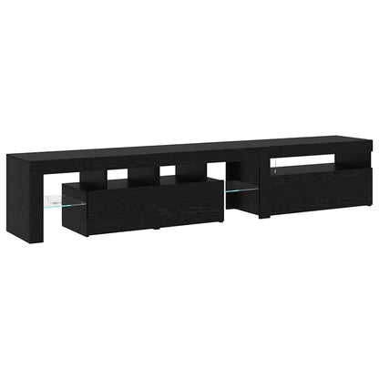 TV-Schränke 2 Stk. mit LED-Leuchten Schwarz Eiche Holzwerkstoff