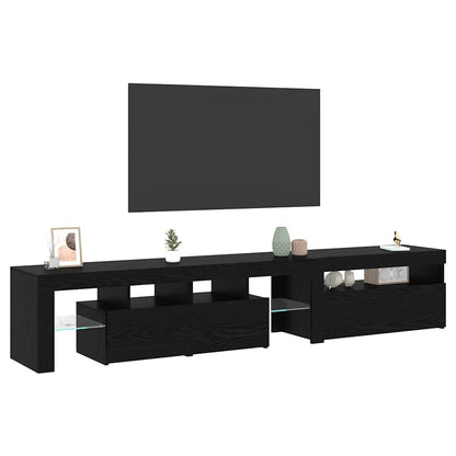 TV-Schränke 2 Stk. mit LED-Leuchten Schwarz Eiche Holzwerkstoff