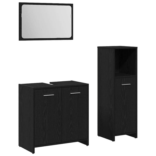 Badezimmermöbelset mit Tür 3 pcs Schwarze Eiche 60 x 33 x 60 cm