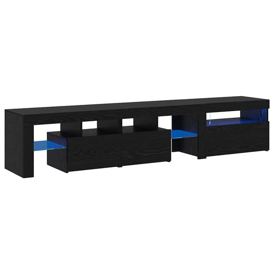 TV-Schränke 2 Stk. mit LED-Leuchten Schwarz Eiche Holzwerkstoff