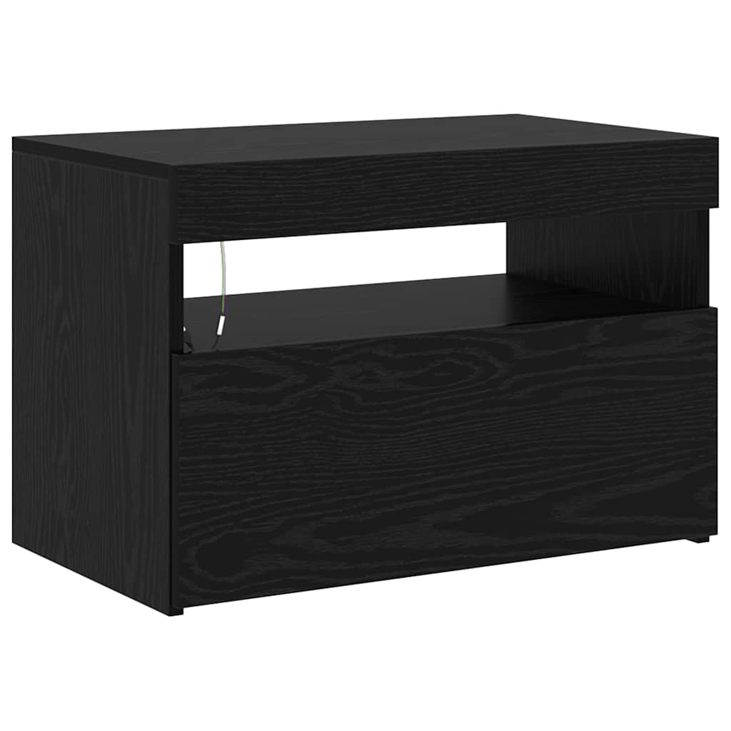 TV-Schränke 2 Stk. mit LED-Leuchten Schwarz Eiche Holzwerkstoff