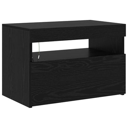 TV-Schränke 2 Stk. mit LED-Leuchten Schwarz Eiche Holzwerkstoff