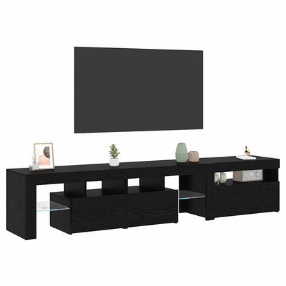 TV-Schränke 2 Stk. mit LED-Leuchten Schwarz Eiche Holzwerkstoff