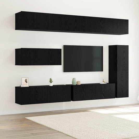 TV-Schrank-Set 7 pcs Schwarze Eiche 30,5 x 30 x 110 cm