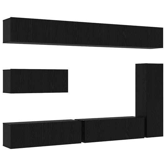 TV-Schrank-Set 7 pcs Schwarze Eiche 30,5 x 30 x 110 cm