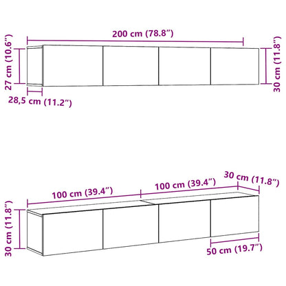 TV-Schrank-Set 4 pcs Schwarze Eiche 100 x 30 x 30 cm