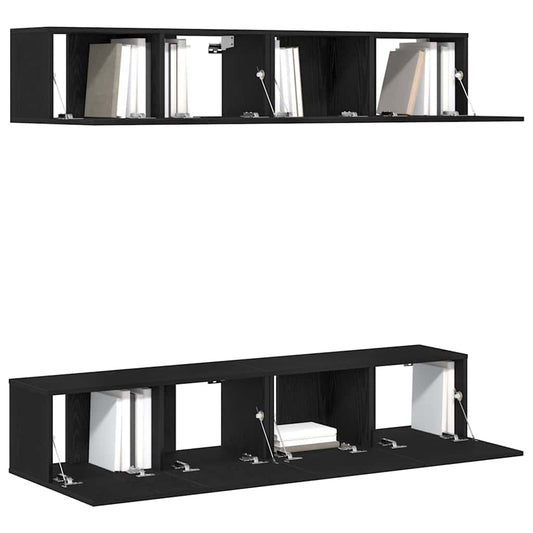 TV-Schrank-Set 4 pcs Schwarze Eiche 80 x 30 x 30 cm