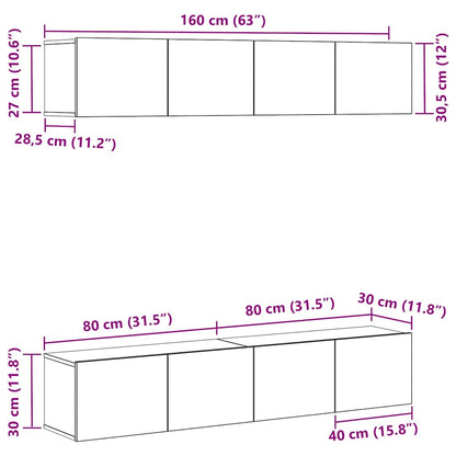 TV-Schrank-Set 4 pcs Schwarze Eiche 80 x 30 x 30 cm