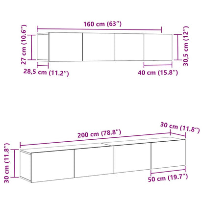 TV-Schrank-Set 4 pcs Schwarze Eiche 100 x 30 x 30 cm