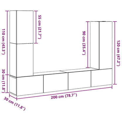TV-Schrank-Set 6 pcs Schwarze Eiche 30,5 x 30 x 110 cm