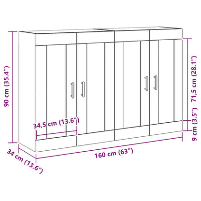 Wandmontierter Schrank 2 pcs Schwarze Eiche 160 x 34 x 90 cm