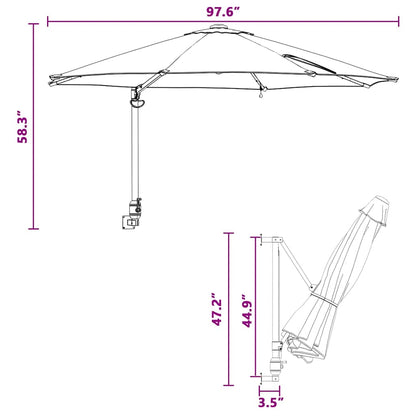 Gartenparasol Blau und Schwarz 248 x 248 x 148 cm