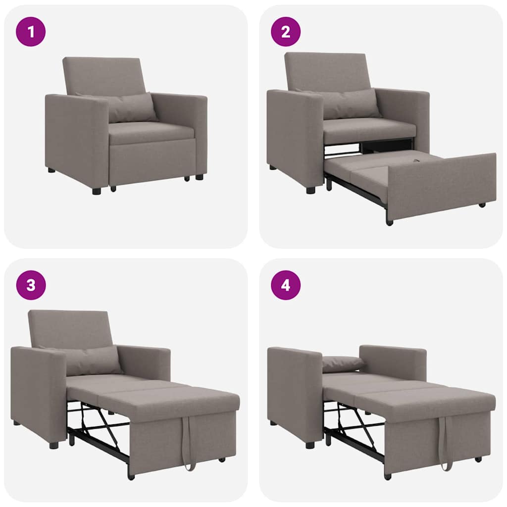 Einzel-Schlafsofa Taupe 90 x 165 x 87 cm Stoff