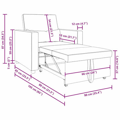 Einzel-Schlafsofa Taupe 90 x 165 x 87 cm Stoff