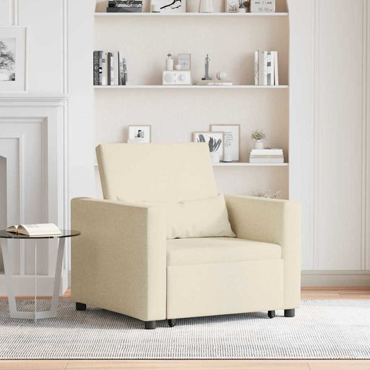 Einzel-Schlafsofa Creme 90 x 165 x 87 cm Stoff