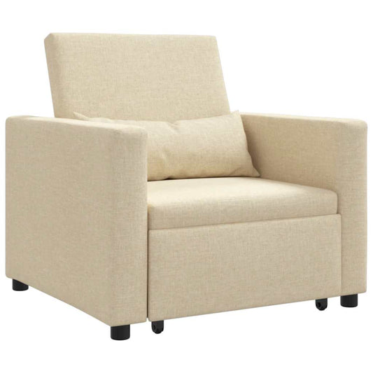 Einzel-Schlafsofa Creme 90 x 165 x 87 cm Stoff