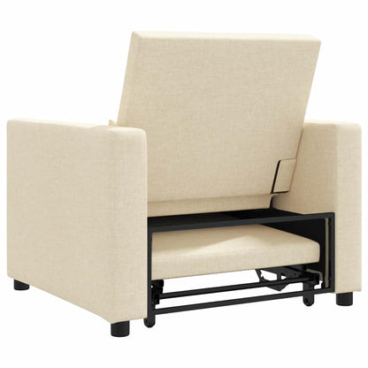 Einzel-Schlafsofa Creme 90 x 165 x 87 cm Stoff