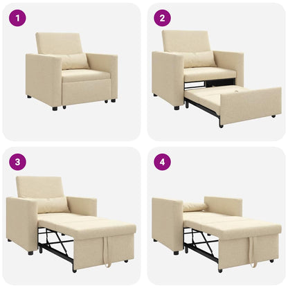 Einzel-Schlafsofa Creme 90 x 165 x 87 cm Stoff