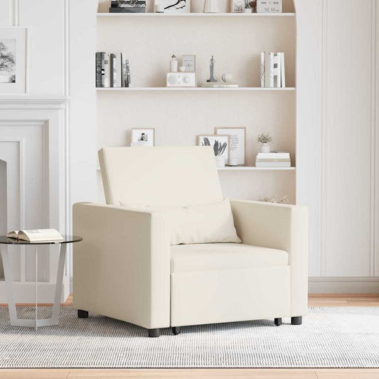 Einzel-Schlafsofa Cremeweiß 90 x 165 x 87 cm Leinen