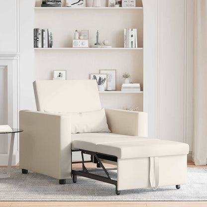 Einzel-Schlafsofa Cremeweiß 90 x 165 x 87 cm Leinen