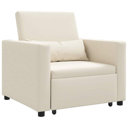 Einzel-Schlafsofa Cremeweiß 90 x 165 x 87 cm Leinen