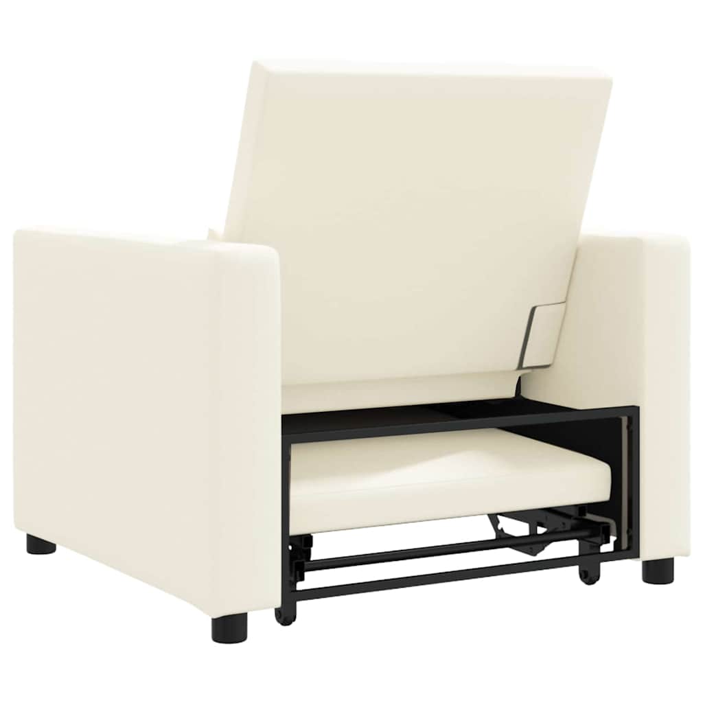 Einzel-Schlafsofa Cremeweiß 90 x 165 x 87 cm Leinen