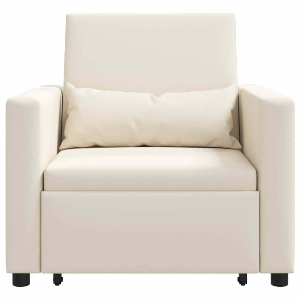 Einzel-Schlafsofa Cremeweiß 90 x 165 x 87 cm Leinen