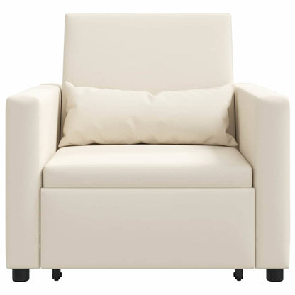 Einzel-Schlafsofa Cremeweiß 90 x 165 x 87 cm Leinen