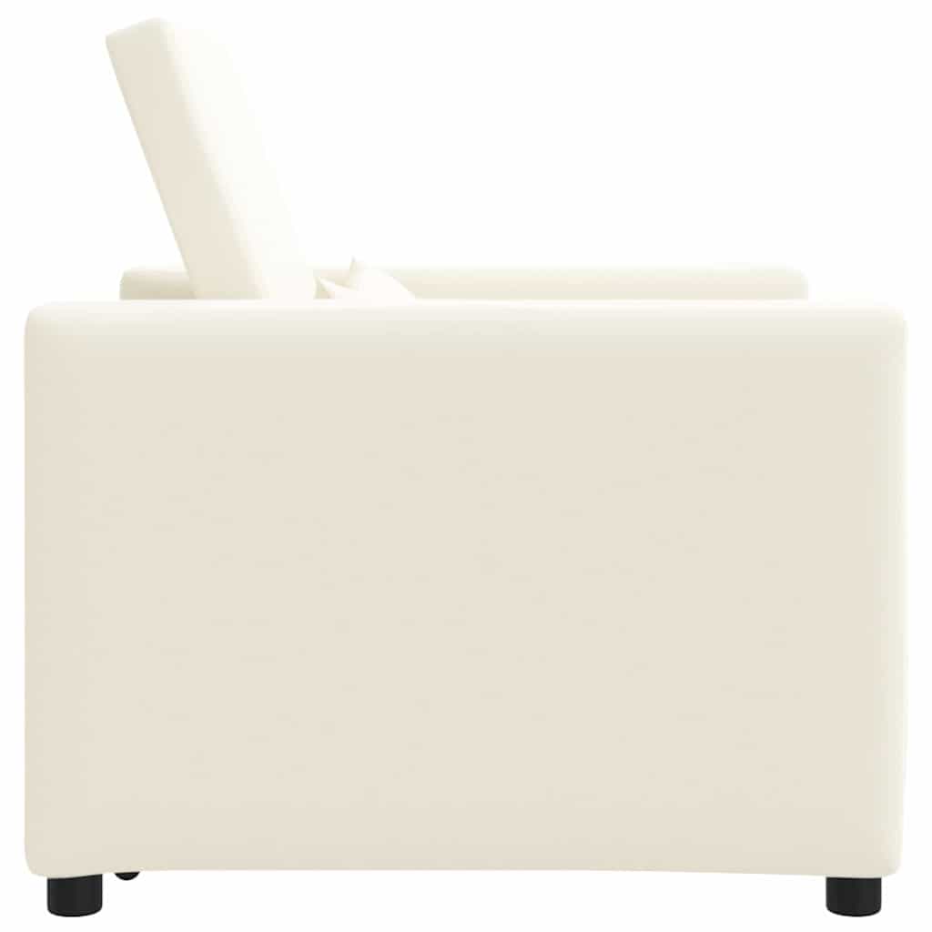 Einzel-Schlafsofa Cremeweiß 90 x 165 x 87 cm Leinen