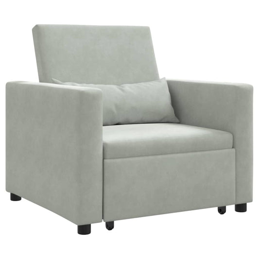 Einzel-Schlafsofa Hellgrau 90 x 165 x 87 cm Samt