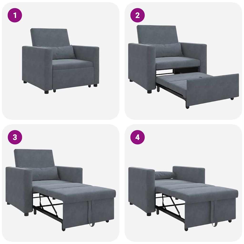 Einzel-Schlafsofa Dunkelgrau 90 x 165 x 87 cm Samt