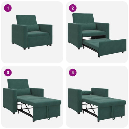 Einzel-Schlafsofa Dunkelgrün 90 x 165 x 87 cm Samt