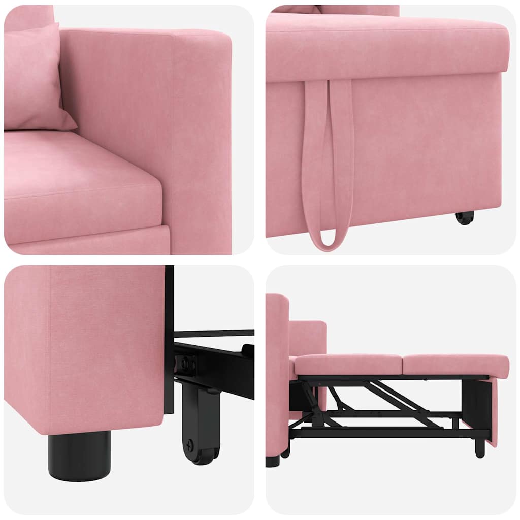 Einzel-Schlafsofa Hellrosa 90 x 165 x 87 cm Samt