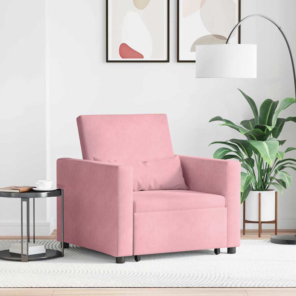 Einzel-Schlafsofa Hellrosa 90 x 165 x 87 cm Samt