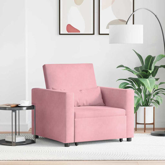 Einzel-Schlafsofa Hellrosa 90 x 165 x 87 cm Samt