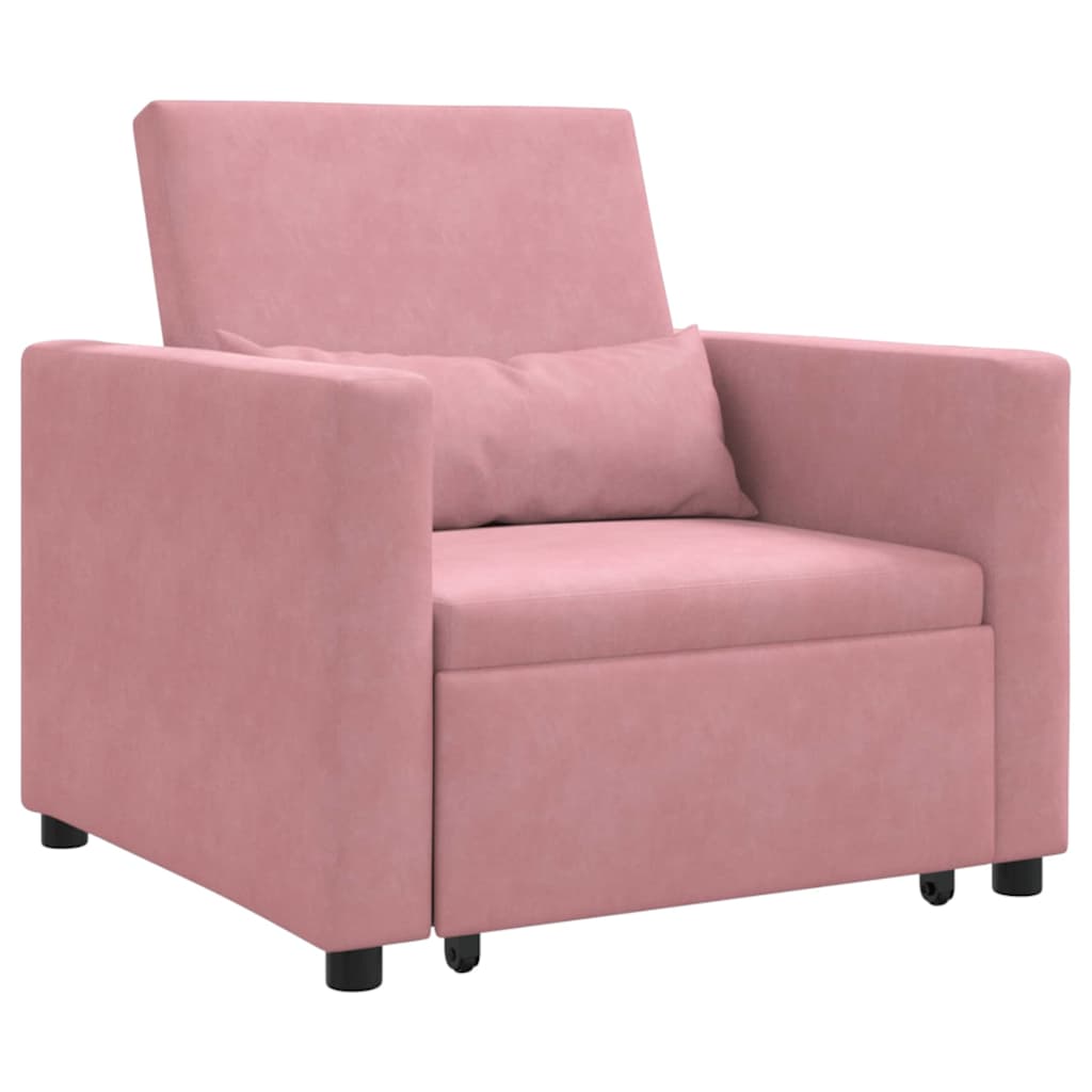Einzel-Schlafsofa Hellrosa 90 x 165 x 87 cm Samt