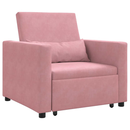 Einzel-Schlafsofa Hellrosa 90 x 165 x 87 cm Samt