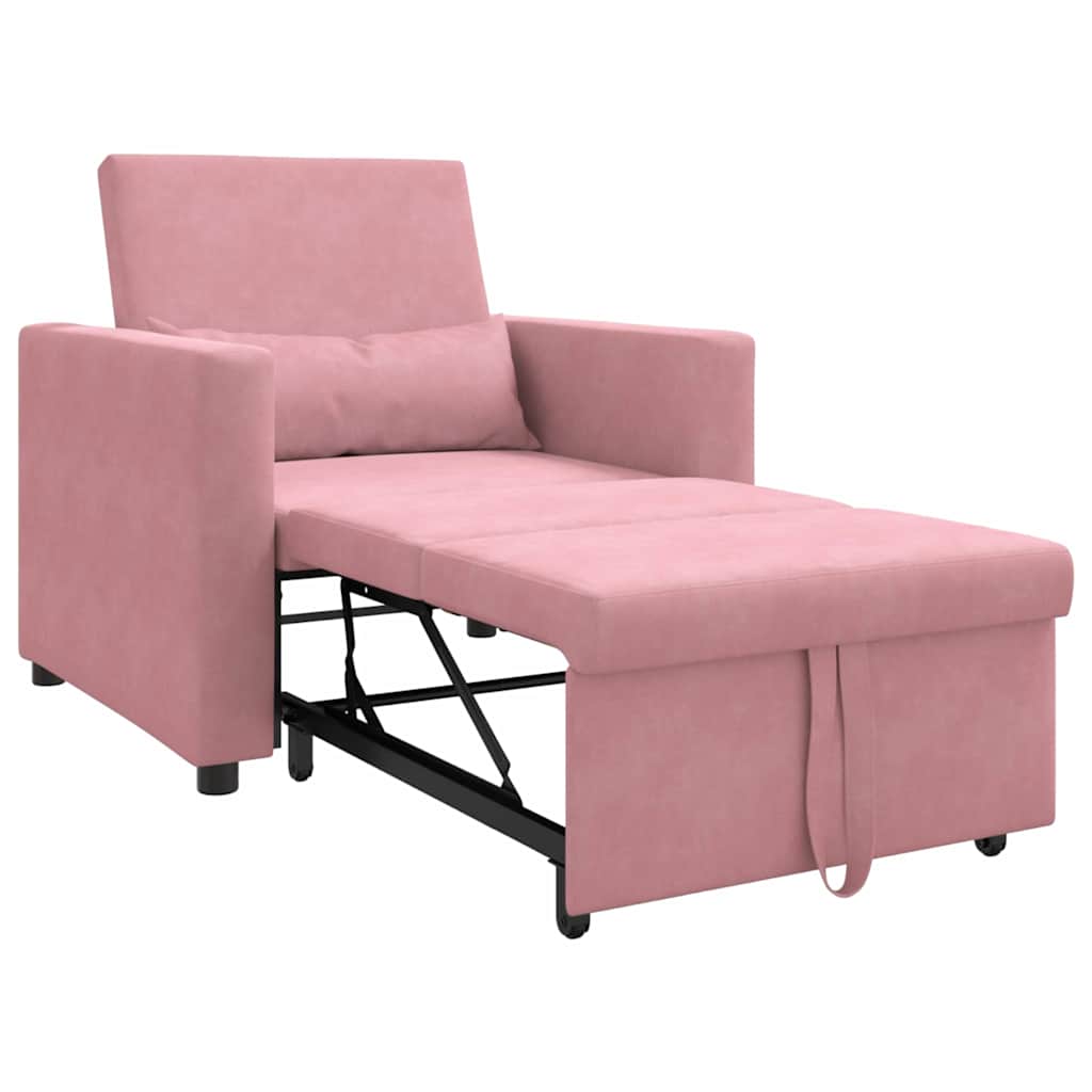 Einzel-Schlafsofa Hellrosa 90 x 165 x 87 cm Samt