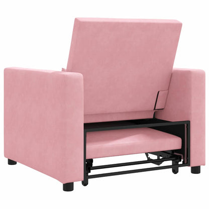 Einzel-Schlafsofa Hellrosa 90 x 165 x 87 cm Samt