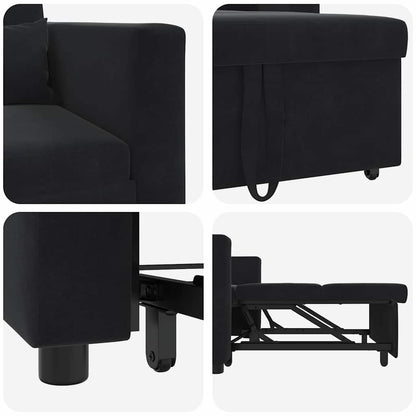 Einzel-Schlafsofa Schwarz 90 x 165 x 87 cm Samt