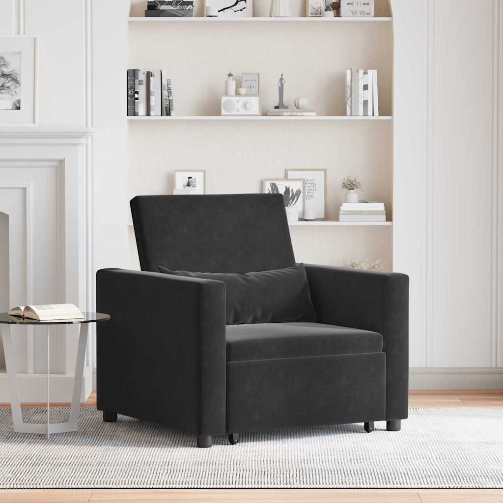 Einzel-Schlafsofa Schwarz 90 x 165 x 87 cm Samt
