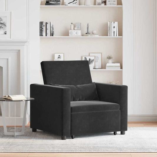 Einzel-Schlafsofa Schwarz 90 x 165 x 87 cm Samt