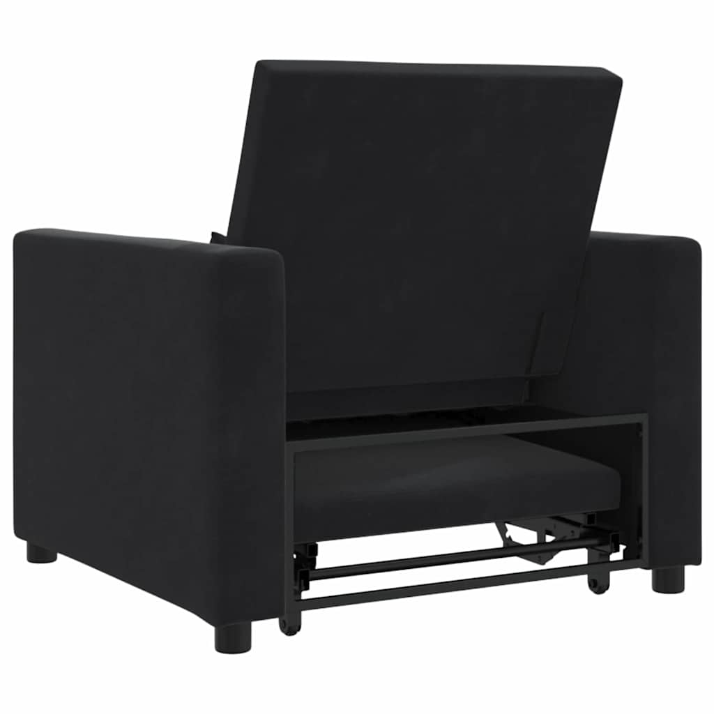 Einzel-Schlafsofa Schwarz 90 x 165 x 87 cm Samt