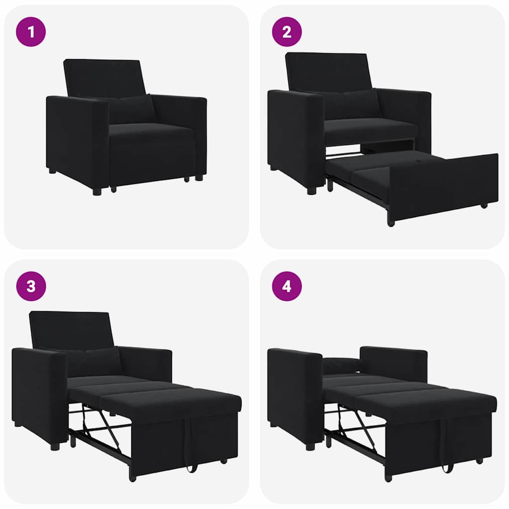 Einzel-Schlafsofa Schwarz 90 x 165 x 87 cm Samt