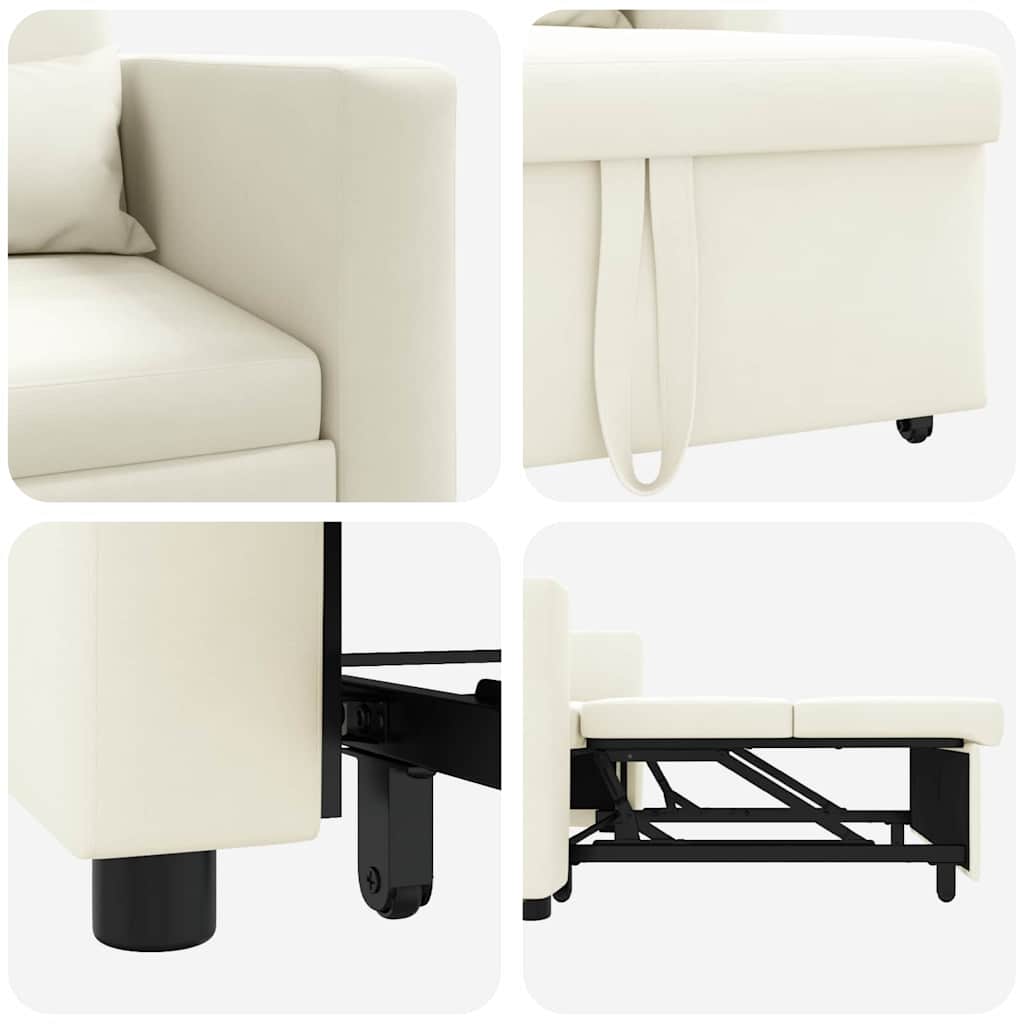 Einzel-Schlafsofa Creme 90 x 165 x 87 cm Samt
