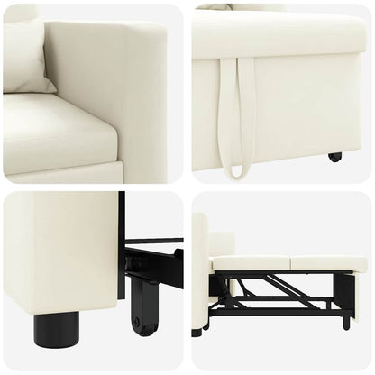 Einzel-Schlafsofa Creme 90 x 165 x 87 cm Samt